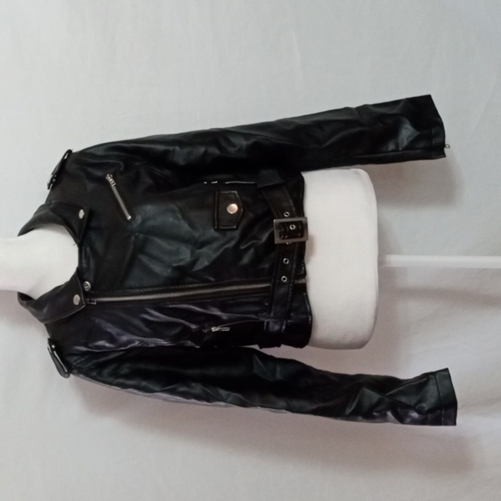 Fashion Nova Black Leather Moto Jacket & Shorts - Picture 3 of 15